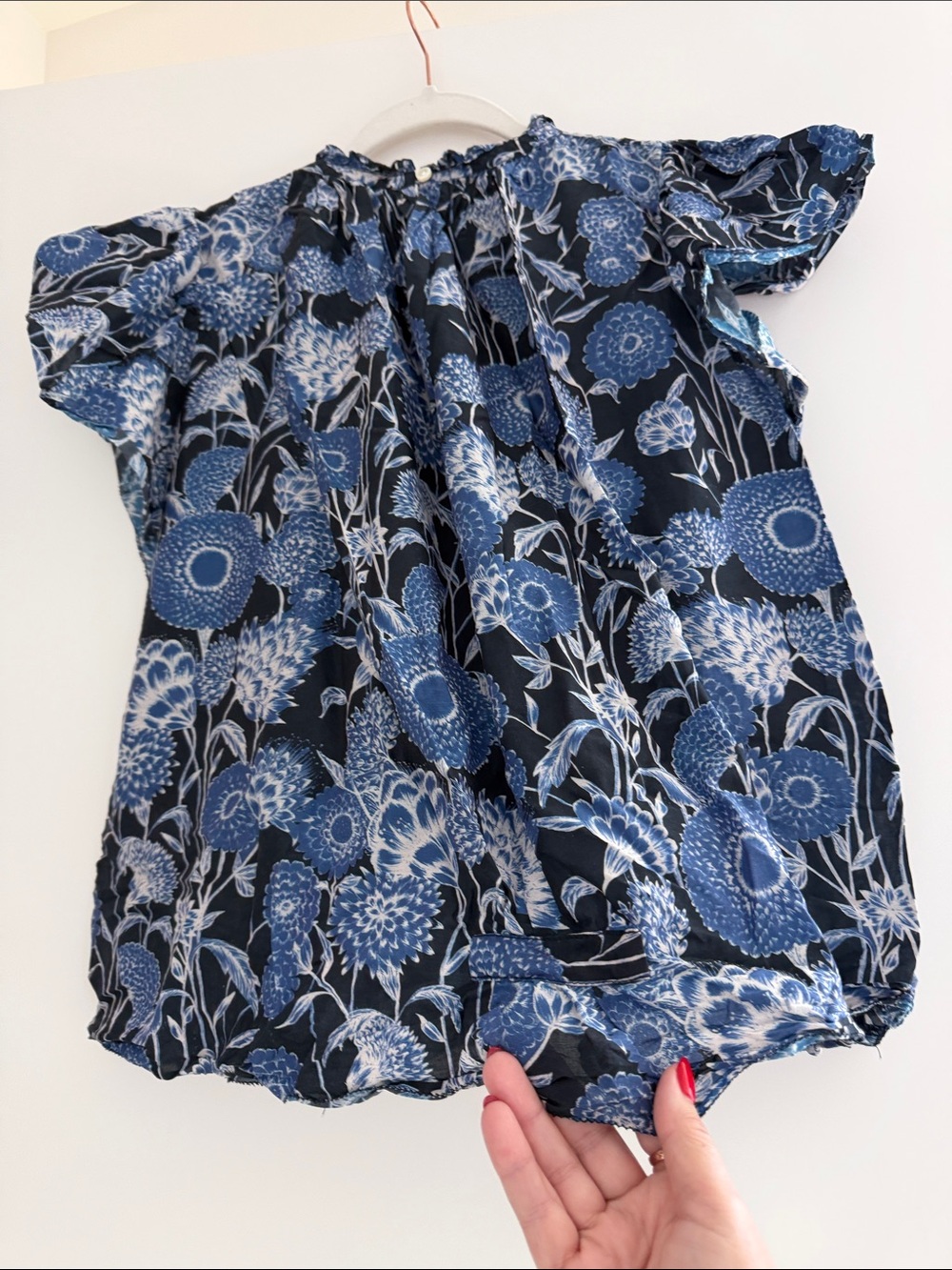 Trovata Blue and White Floral Ruffled Blouse - Picture 3 of 4
